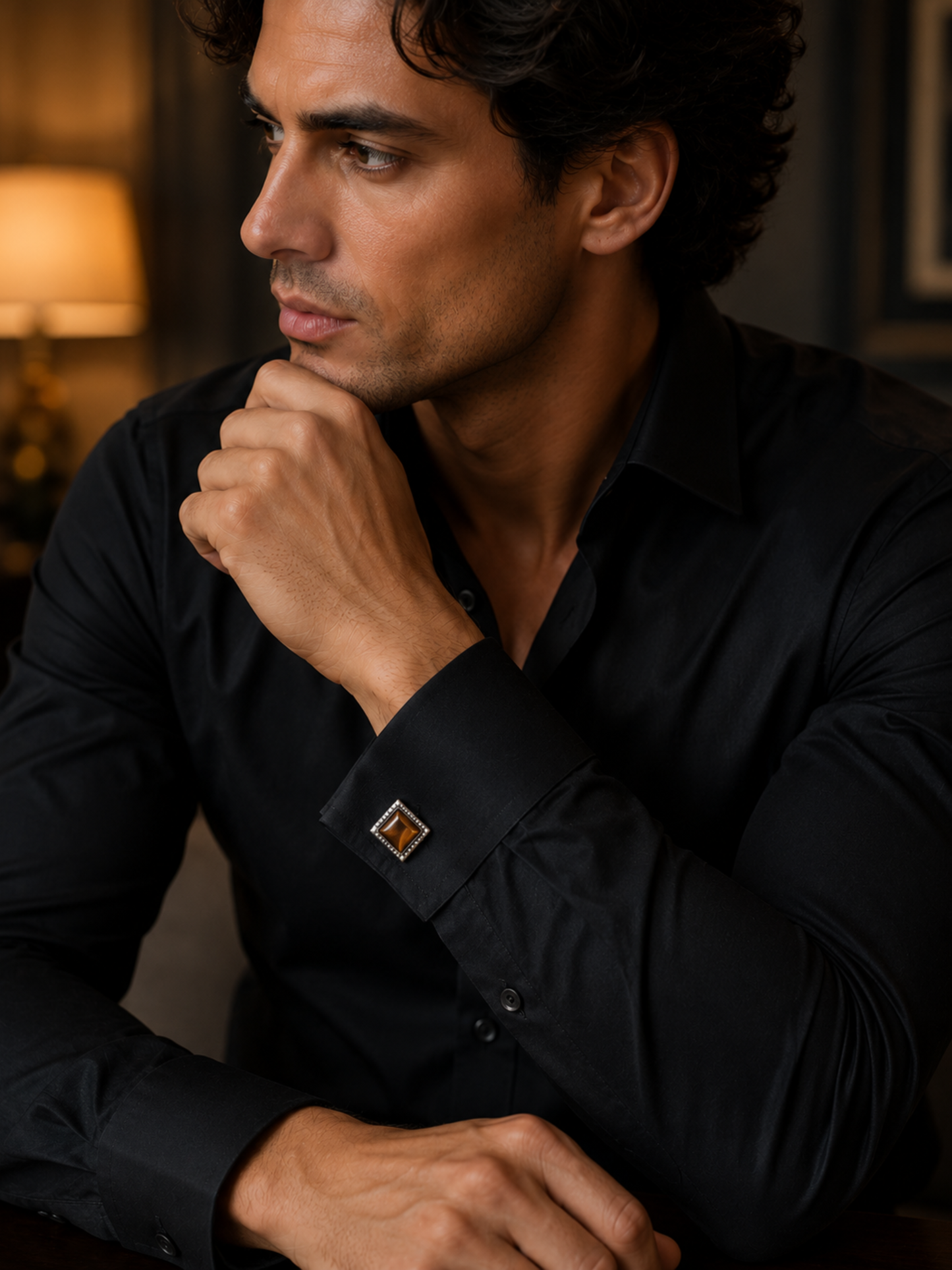 Tiger Eye Square Silver Cufflinks
