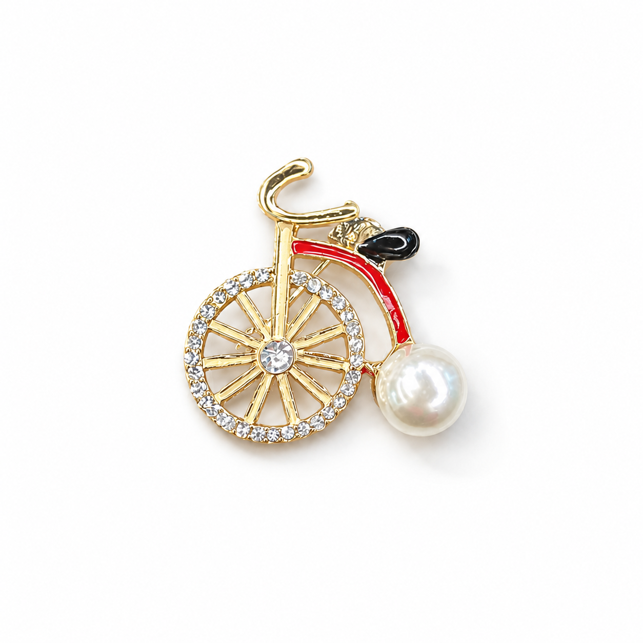 Chic Bicycle Pearl Brooch
