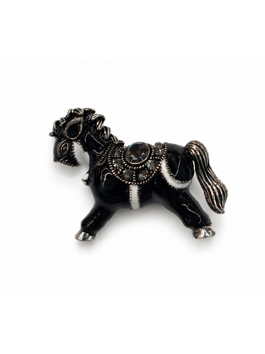 Midnight Majesty Horse Brooch