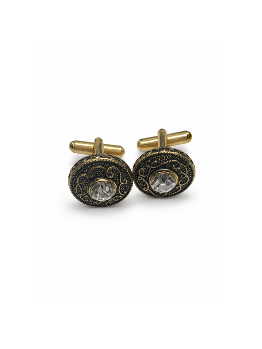 Regal Crystal Medallion Cufflinks