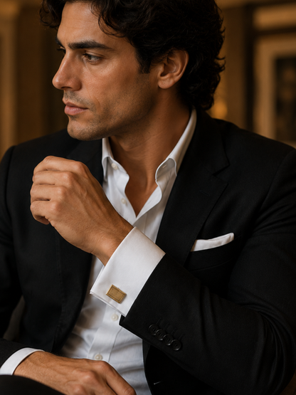 Vintage Gold-Tone Curved Rectangle Cufflinks