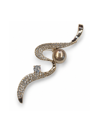 Golden Swirl Statement Brooch