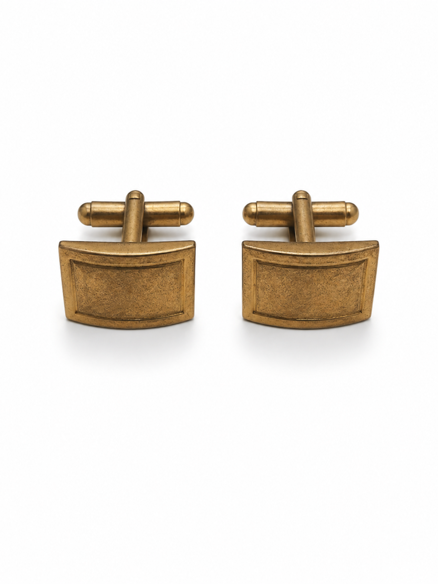 Vintage Gold-Tone Curved Rectangle Cufflinks