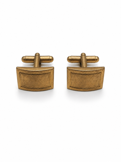 Vintage Gold-Tone Curved Rectangle Cufflinks