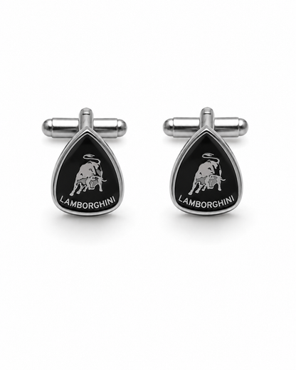 Bull Emblem Executive Cufflinks – Black & Silver Edition