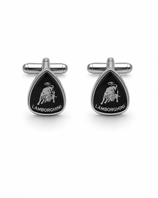 Bull Emblem Executive Cufflinks – Black & Silver Edition