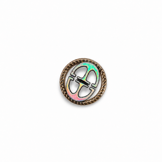 Aurora Crest Metal Button