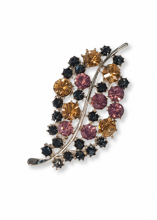 Midnight Blush Leaf Brooch