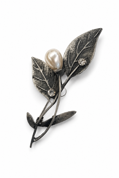 Pearl Leaf Elegance Brooch