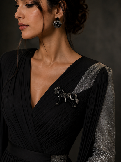 Midnight Majesty Horse Brooch