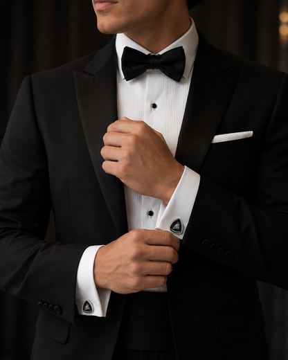 Bull Emblem Executive Cufflinks – Black & Silver Edition