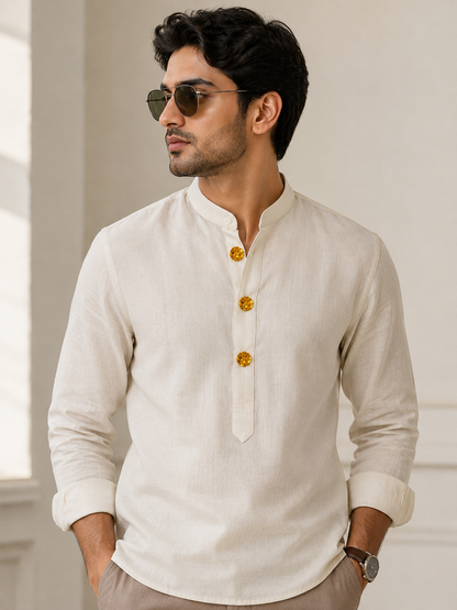Geo Bloom Gold Button