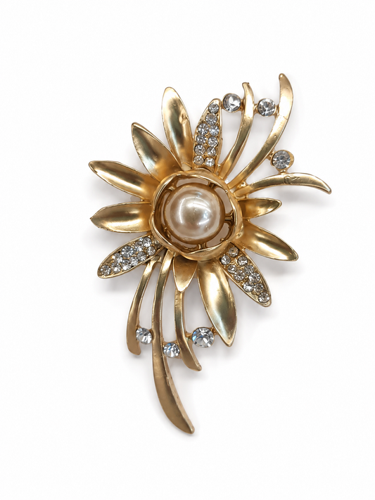 Golden Pearl Blossom Brooch