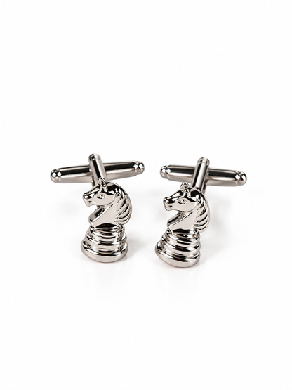 Knight's Gambit Silver Cufflinks